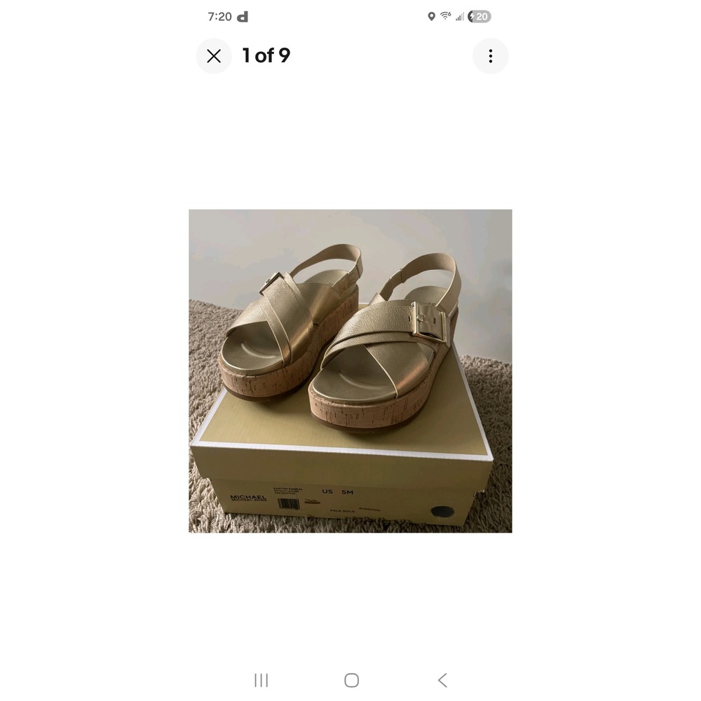 Michael Kors Women's SIZE 5M Easton Tumbled Leather  Luggage Sandal NEW